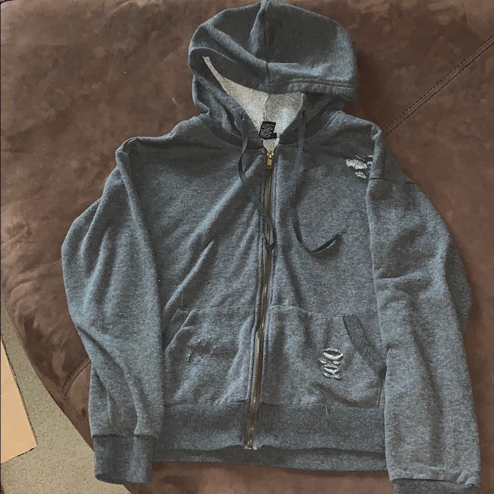 Gray zip up hoodie